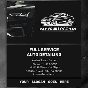 Black Car Service Auto Detailing Minimalist Simple Business Card