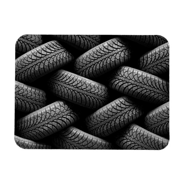 Black Car Tires Magnet (Horizontal)