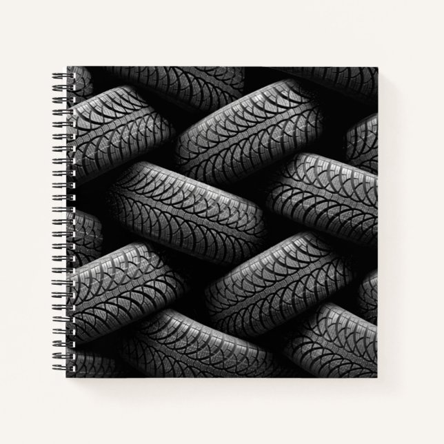 Black Car Tires Notebook (Front)