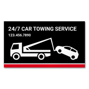 Black Car Towing Service Tow Truck Magnetic Business Card