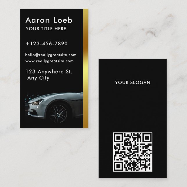 Black Carbon Fibre Gold Luxury Car Hire Chauffeur  Business Card (Front/Back)