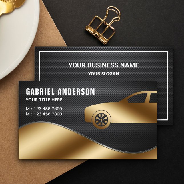 Black Carbon Fibre Gold Luxury Car Hire Chauffeur Business Card (Creator Uploaded)