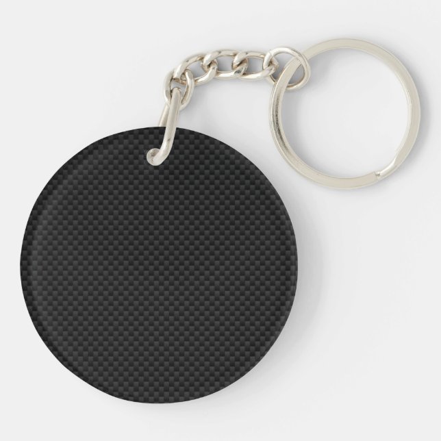 Black Carbon Fibre Print Key Ring (Back)