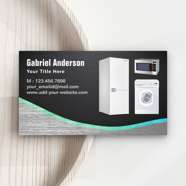 Black Carbon Fibre Steel Home Appliances Repair Business Card (Creator Uploaded)