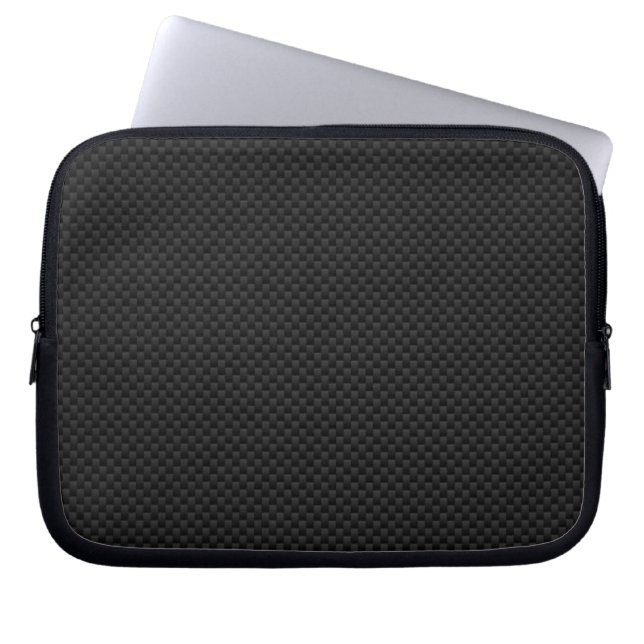 Black Carbon Fibre Style Print Decor Laptop Sleeve (Front)