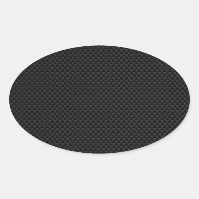 Black Carbon Fibre Style Print Oval Sticker (Front)
