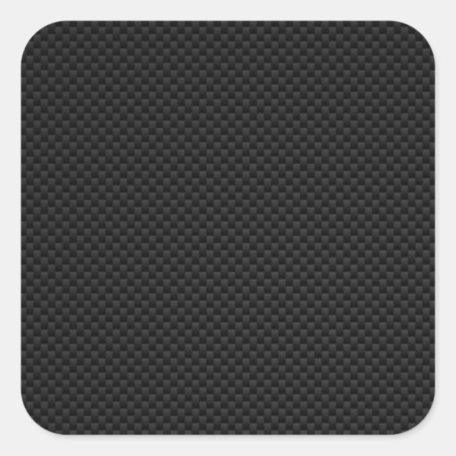 Black Carbon Fibre Style Print Square Sticker (Front)