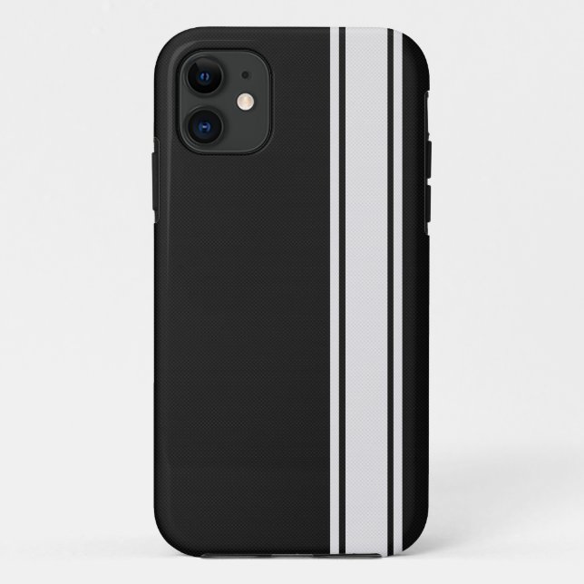 Black Carbon Fibre & White Stripe iPhone 5 Case (Back)