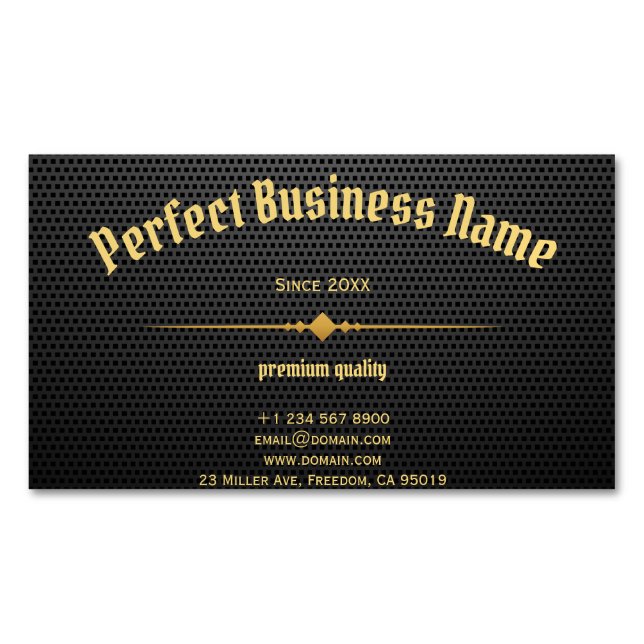 Black Carbon Gold Elegant Luxury Clear Unique Magnetic Business Card (Front)