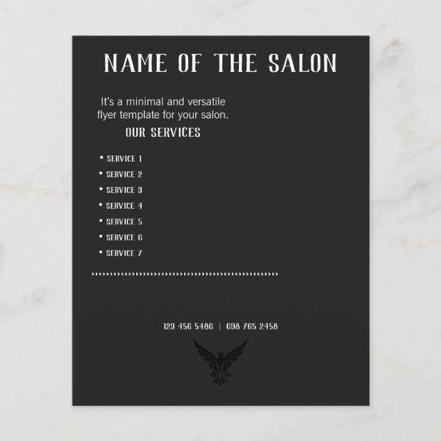 black card for saloon menu (Front)