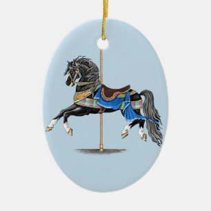 Black Carousel Horse Ceramic Ornament