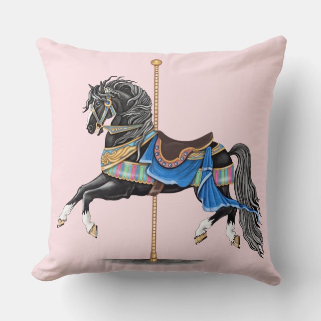 Black Carousel Horse Cushion (Front)