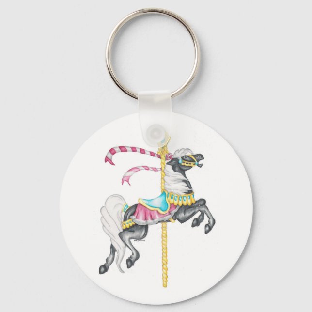 Black Carousel Horse Key Ring (Front)