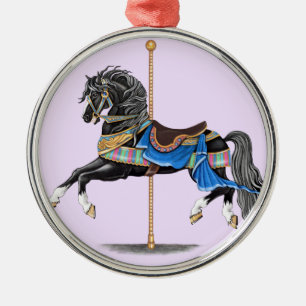 Black Carousel Horse Metal Ornament