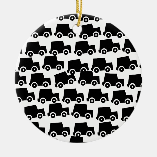 Black Cars Ceramic Tree Decoration (Front)