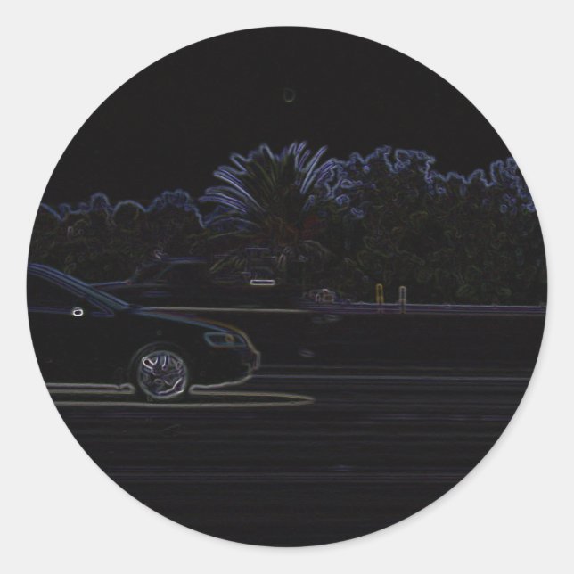 Black Cars Classic Round Sticker (Front)