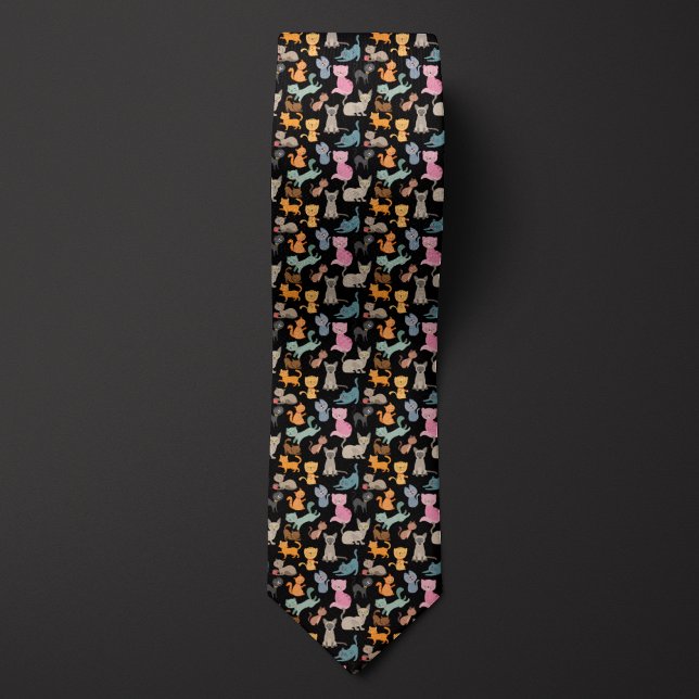Black Cartoon Cats Montage Tie (Creator Uploaded)