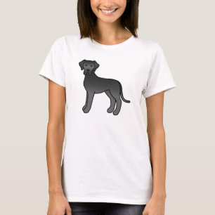 Black Cartoon Great Dane Dog T-Shirt