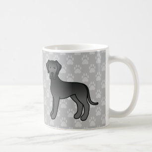 Black Cartoon Great Dane Dogs On Grey Coffee Mug