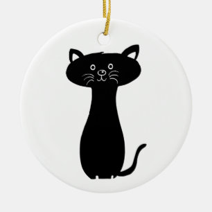 Black Cartoon Kitty Ceramic Tree Decoration