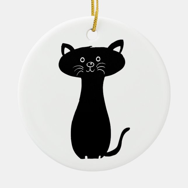 Black Cartoon Kitty Ceramic Tree Decoration (Front)