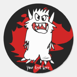 Black Cartoon Monster Personalised Label
