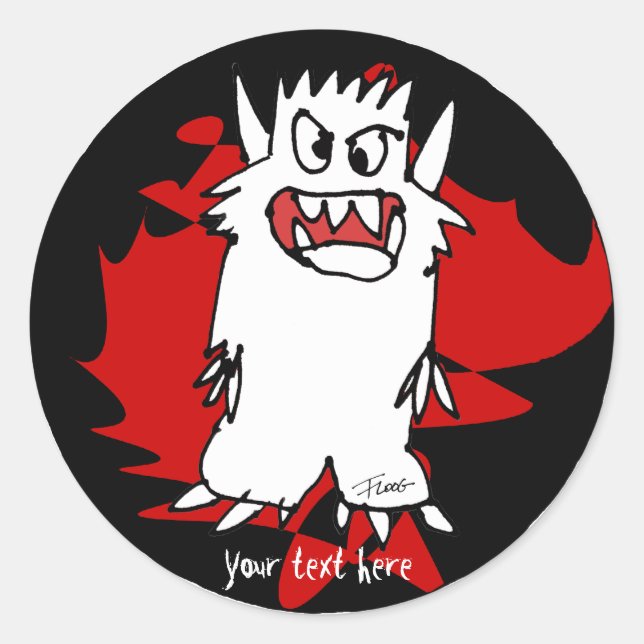 Black Cartoon Monster Personalised Label (Front)