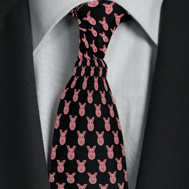 Black Cartoon Pig Farmers Tie (Creator Uploaded)