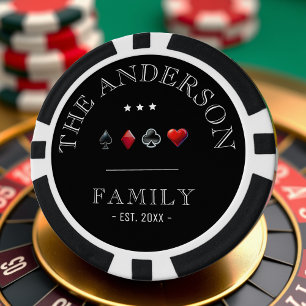 Black Casino Card Suit Family Wedding Poker Chips