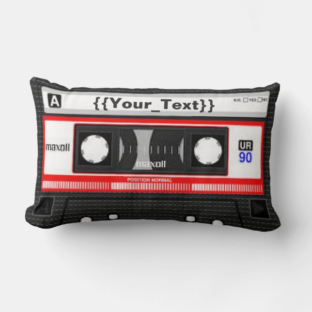 Black Cassette Tape Lumbar Cushion (Front)