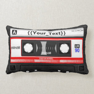 Black Cassette Tape Lumbar Cushion