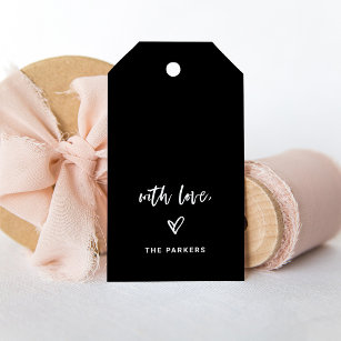 Black   Casual Script and Heart With Love Gift Tags