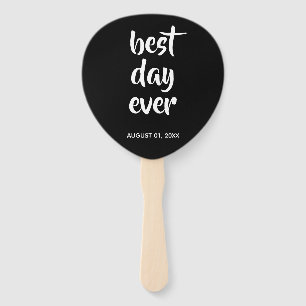 Black Casual Script Typography Wedding Fan