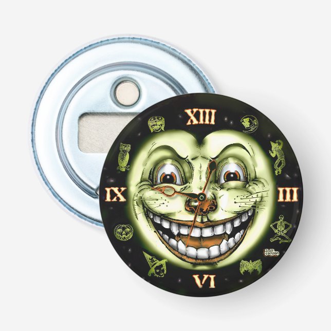 Black Cat 13 Clock Halloween Bottle Opener (Front)