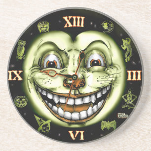 Black Cat 13 Clock Halloween Coaster
