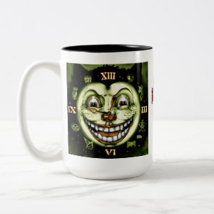 Black Cat 13 Clock Halloween Two-Tone Coffee Mug