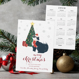 Black Cat 2026 Calendar Merry Christmas Calendar Holiday Card