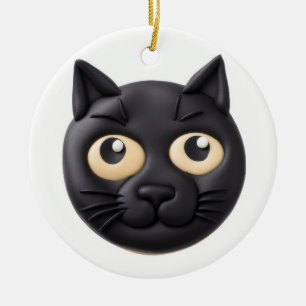 Black Cat 3D Inspired Ceramic Ornament