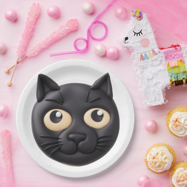 Black Cat 3D Inspired Paper Plate (Party)