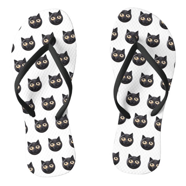 Black Cat 3D Inspired Thongs (Footbed)