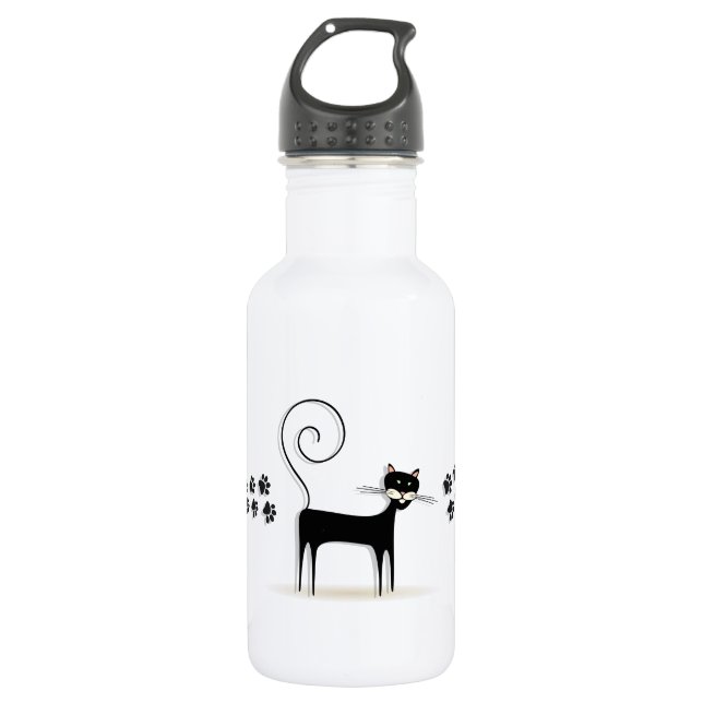 Black cat 532 ml water bottle (Front)