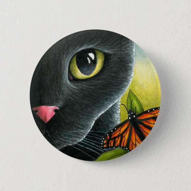 Black Cat 555 6 Cm Round Badge (Front)