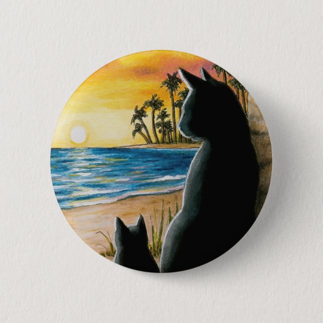 Black Cat 597 6 Cm Round Badge (Front)