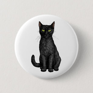 Black cat 6 cm round badge