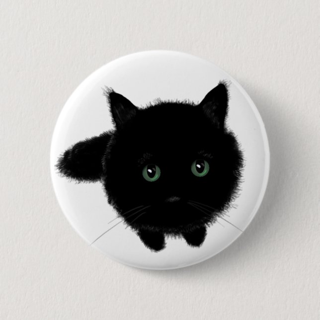 Black Cat 6 Cm Round Badge (Front)