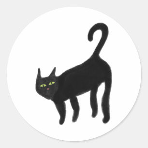black cat  9 classic round sticker