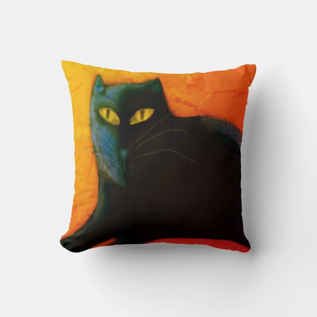 Black Cat Abstract Art Cushion (Front)