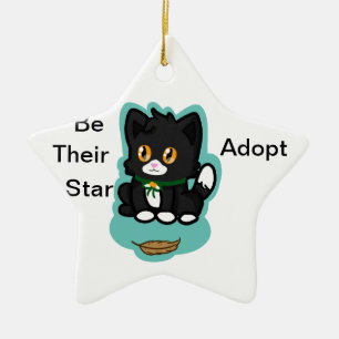 Black Cat Adopt Ceramic Tree Decoration
