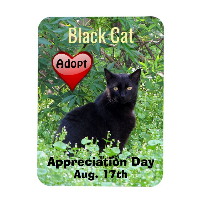 Black Cat Adoption Appreciation Day Magnet (Vertical)