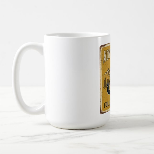 Black Cat Adventure Explorer Design Coffee Mug (Left)